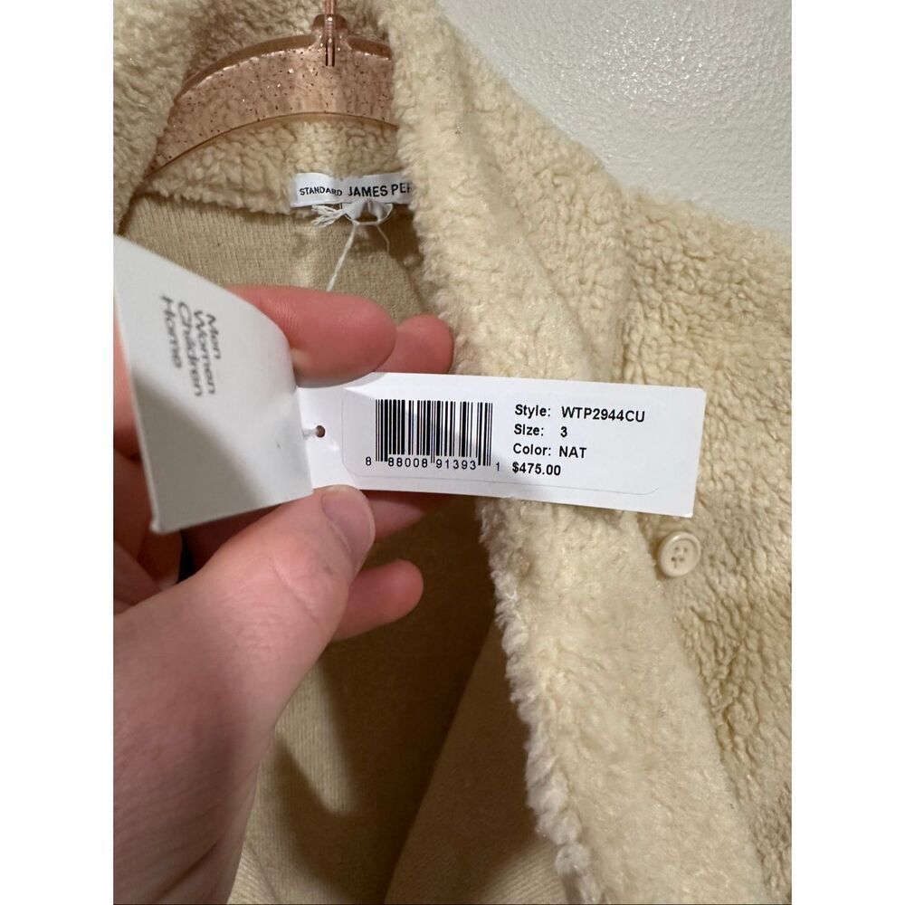 NWT Standard James Perse Shrunken Sherpa Jacket Natural Cream Size 3 (Large) $47 - Picture 7 of 7